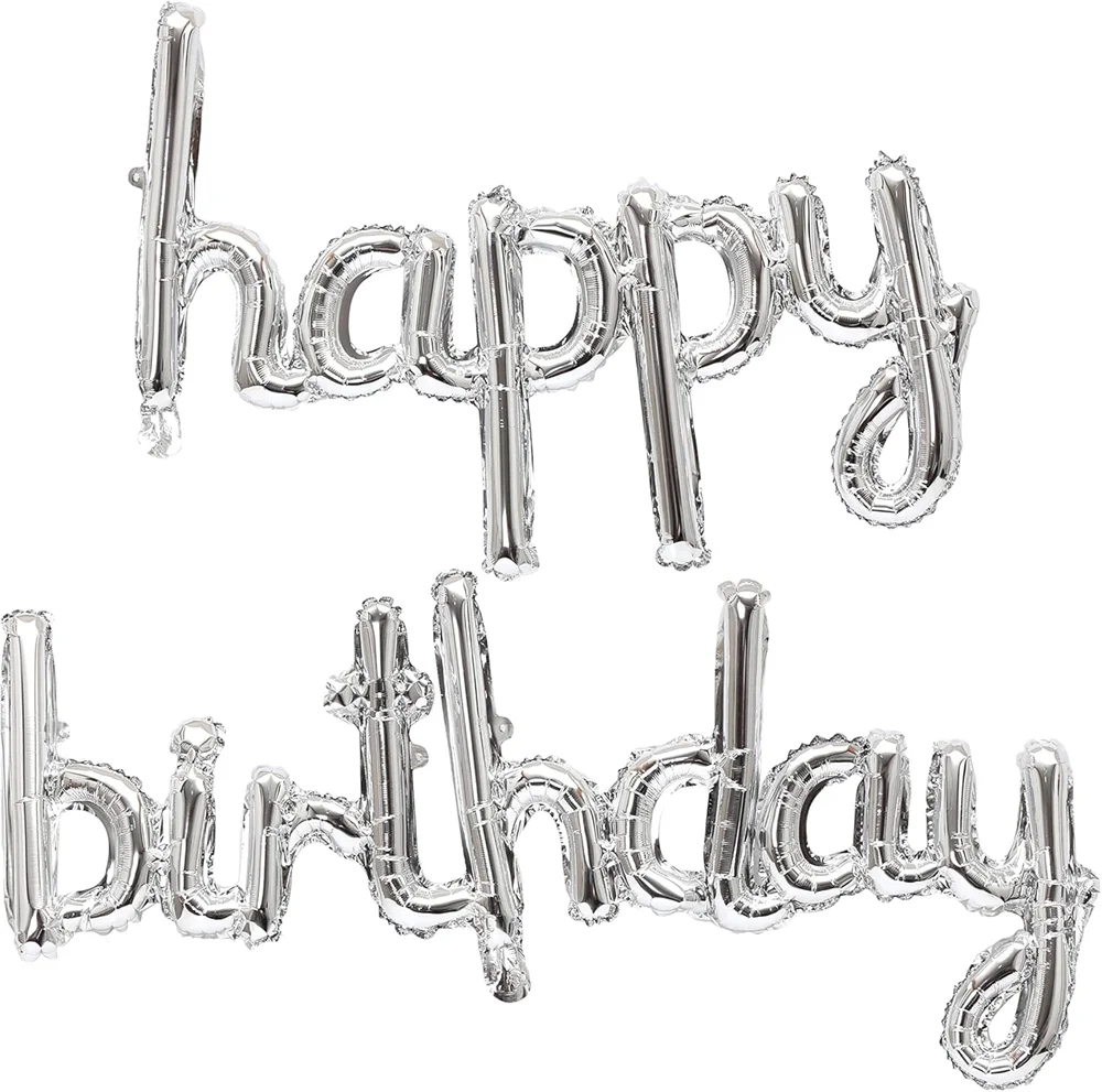 1 Beutel, 40,6 cm, verbunden, alles Gute zum Geburtstag, Buchstabenfolie, kursiver Schrift, Ballon, hängende Banner für Kinder und Erwachsene, Geburtstagsparty-Dekoration – Detail 2