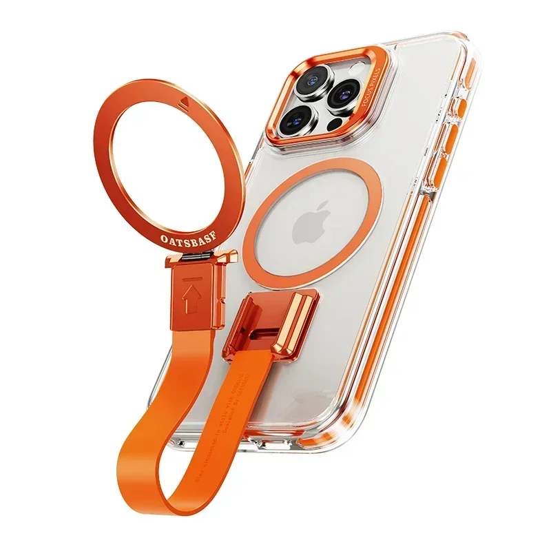 

Eary for iPhone 16/Pro/Plus/16 Pro Max Phone Case with Magsafe Magnetic Stands Silicone Lanyard Detachable Ring 15 Pro Max Cover