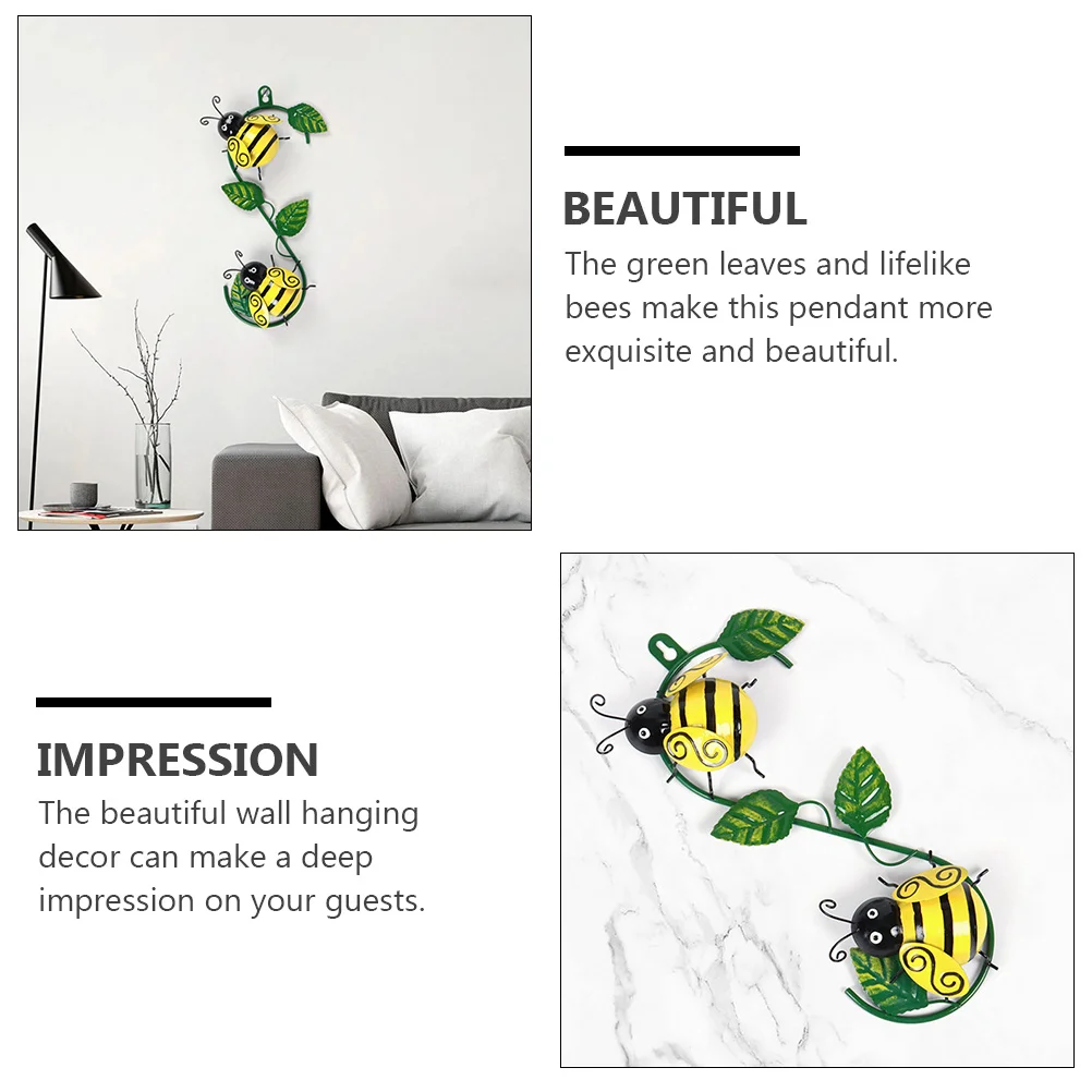 

Hawaii Party Decor Iron Bee Wall Hanging Home Ornament Living Room Bedroom Office Decoration Hollowed Leaves Lifelike
