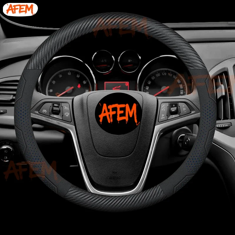 For Opel OPCline ASTRA CORSA INSIGNIA MOKKA VECTRA GTC Tigra Carbon fiber Suede Leather Car Steering Wheel Cover AutoAccessories