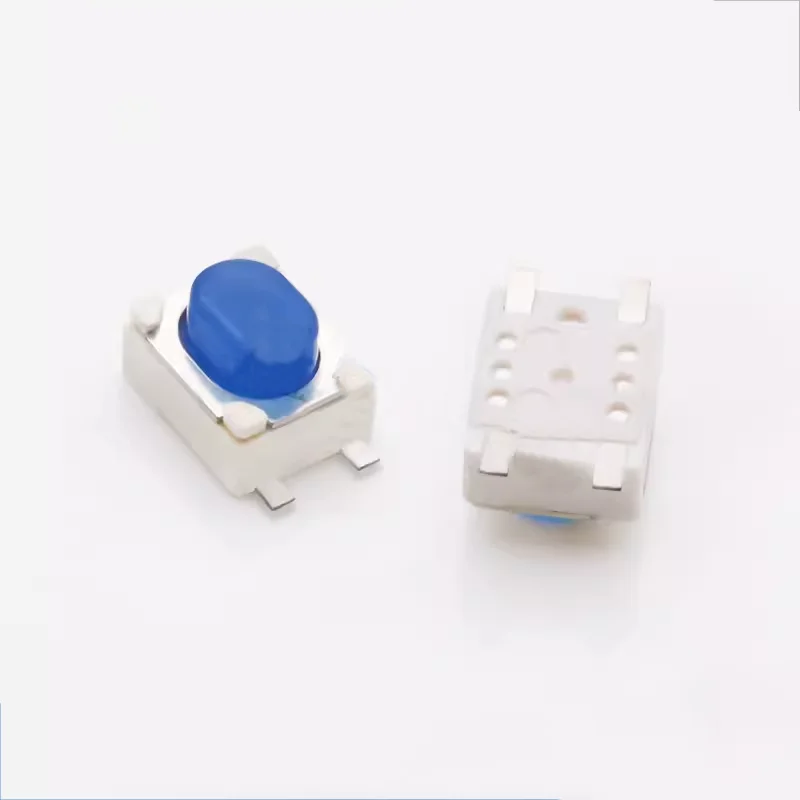 TS-A017B Touch switch 4 pin flat pin silicone blue button Car key Remote control button 3*4*2.5