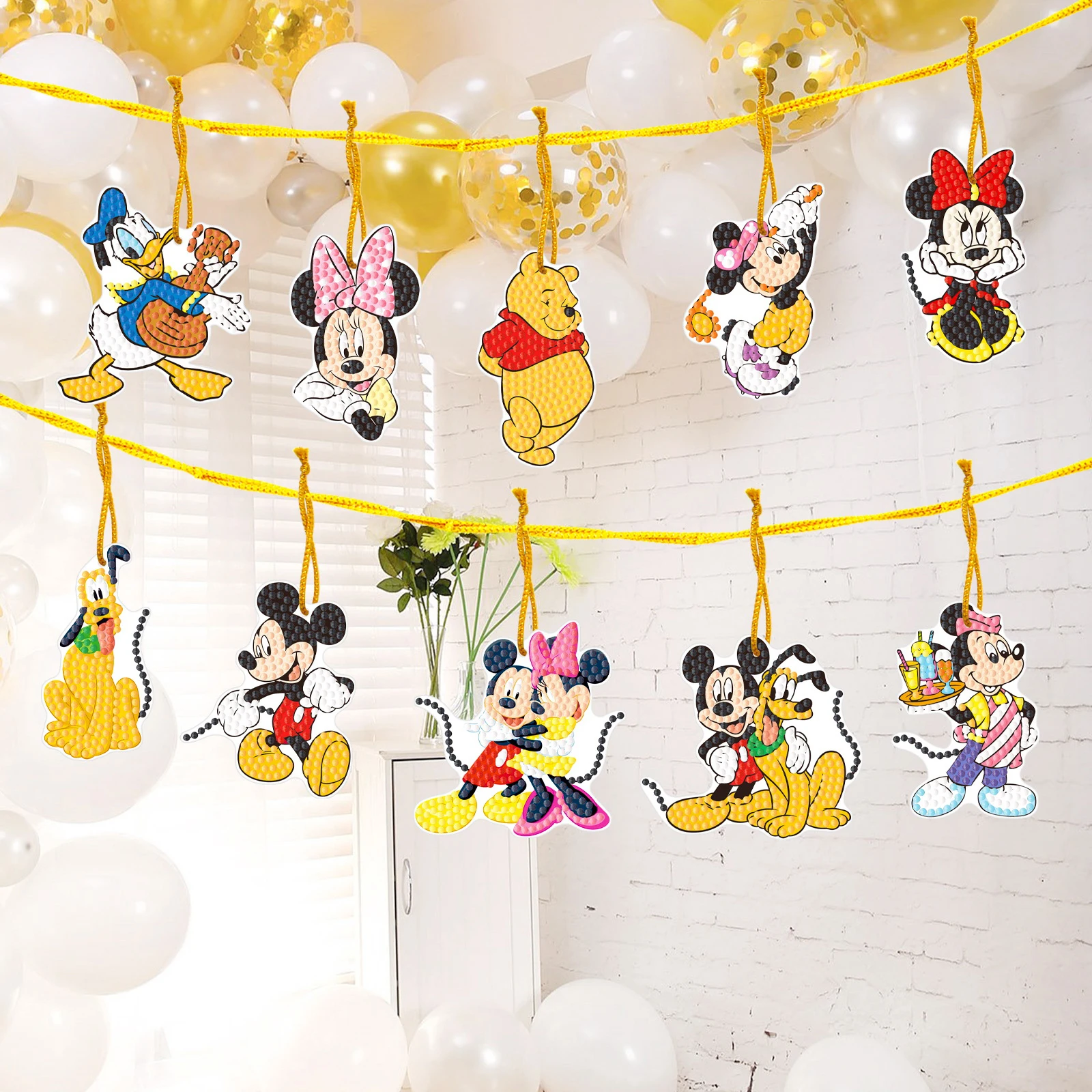 

Mickey Minnie Donald Duck Winnie the Pooh DIY Diamond Painting Decorative Charm 10Pcs Hot Selling Kids Gift Bag Pendant