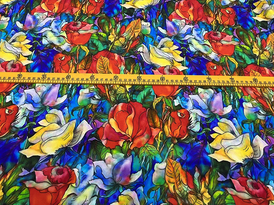 30 Momme High Quality Real Silk Stretch Heavy Crepe Clothing Fabric Flowers like Brocade Inkjet Designer Cloth for Cheongsam