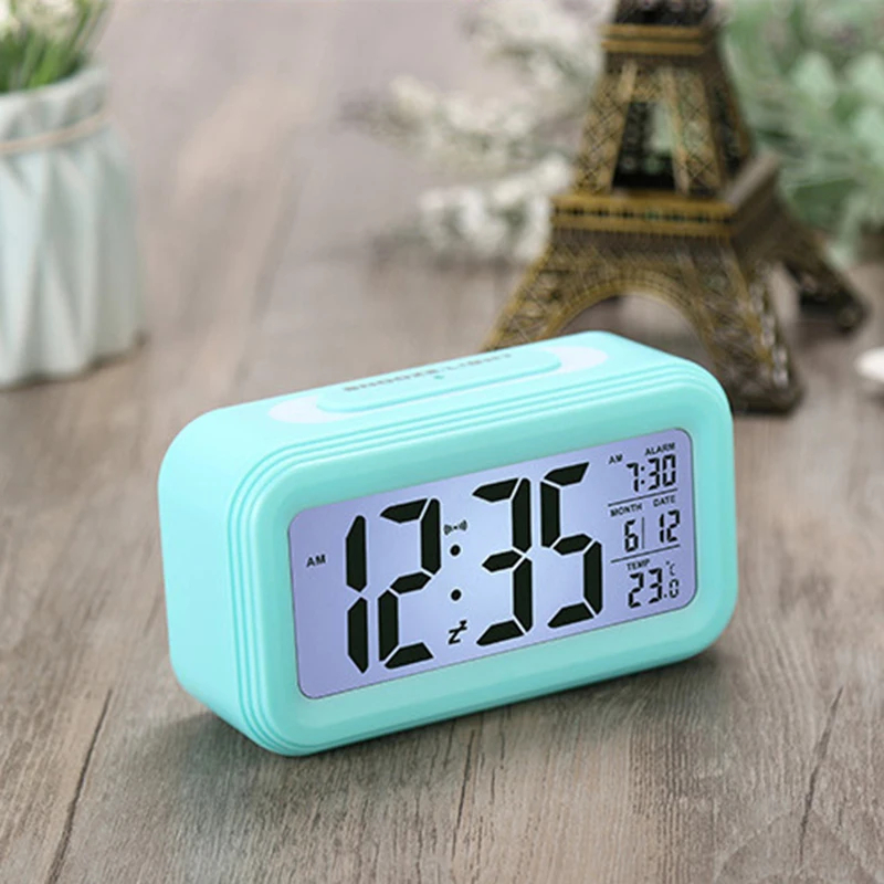 Home Desk Digital Clock Sound Control Backlight Alarm With Date And Tempertureringtones For Bedrooms Bedside Kids Home Decora