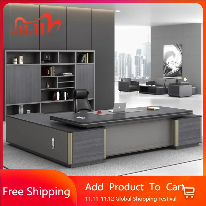 

Vintage Cabinets Boss Office Desk Chair Storage New Chinese Simple Modern Desk Unusual Work Reception Art Schreibtisch Furniture