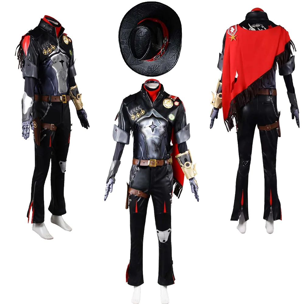 Game Honkai Star Rail Boothill Cosplay Costume Hat Top Pants Belt Cape Roleplay Battle Clothing Outfits Halloween Party Suit