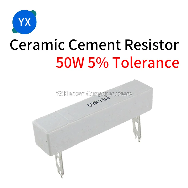 

50W Ceramic Cement Resistor Resistance 5% 0.1R~1K 0.2R 0.22R 0.5R 1R 1.5R 2R 3R 10R 15R 25R 30R 50R 100R 200R 250R 300R 390R Ohm