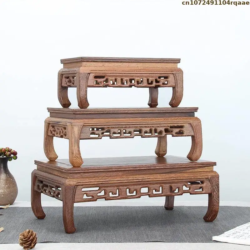 Natural Solid Wood Standing Flower Base Bonsai Plant Shelf Flower Pot Sorting Table Flowerpot Display Rack Fish Tank Log Lathe