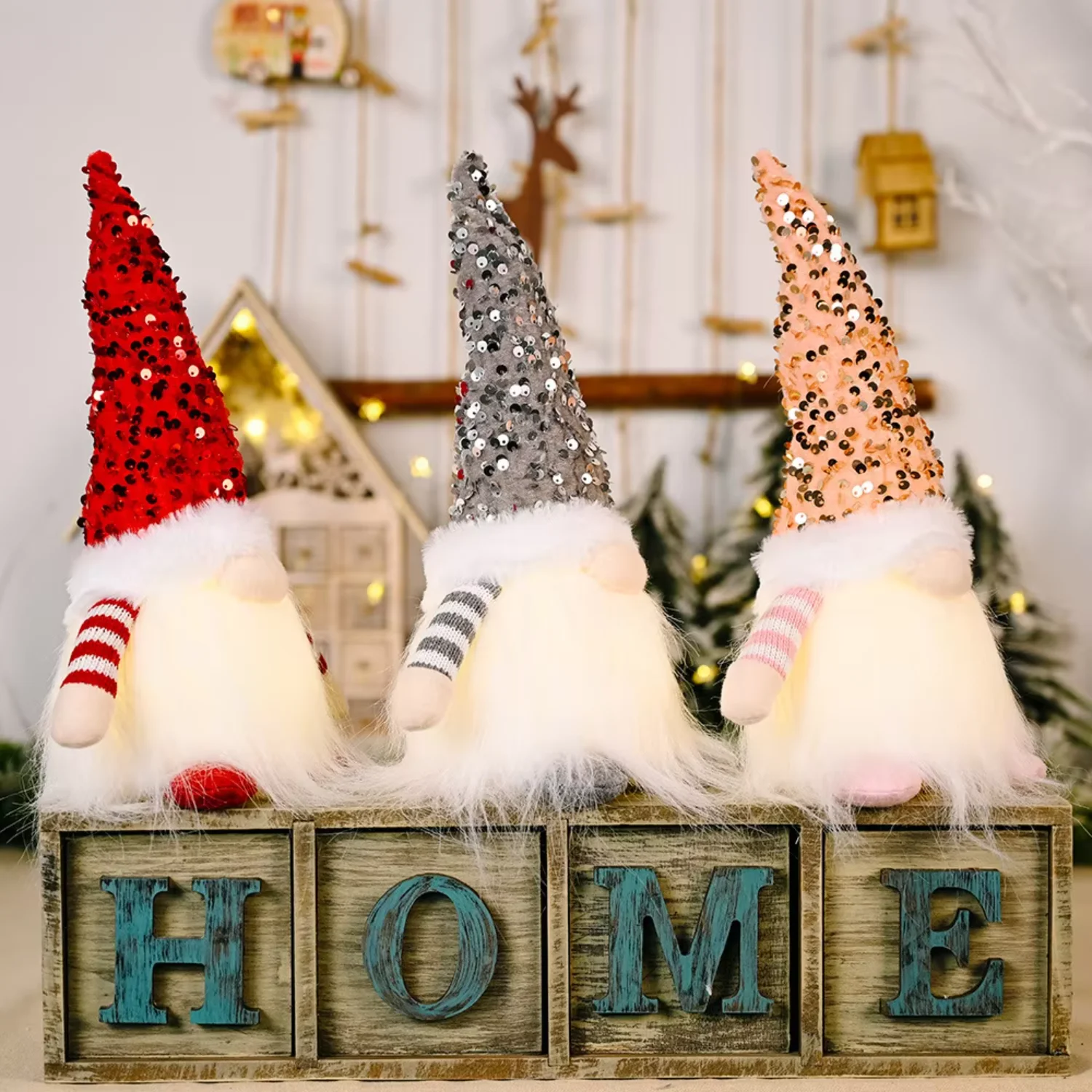 

Exquisite Xmas Decoration Sparkle Christmas Gnome With Lamp Xmas Plush Gnomes Plush Doll For Christmas Decoration