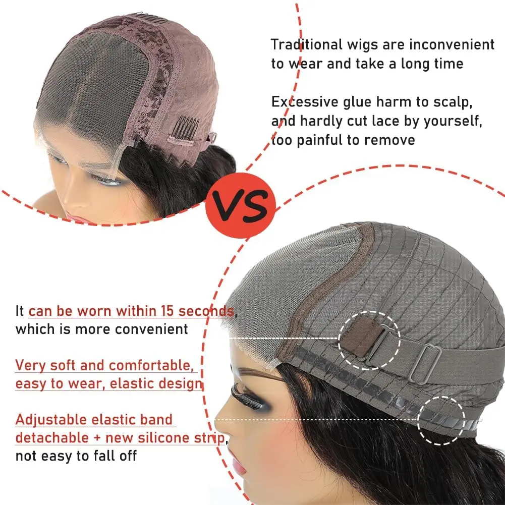 200% densité 40 pouces Wear and Go perruques sans colle cheveux humains pré plumés pré-coupé 5x5 HD dentelle fermeture perruques cheveux humains droite