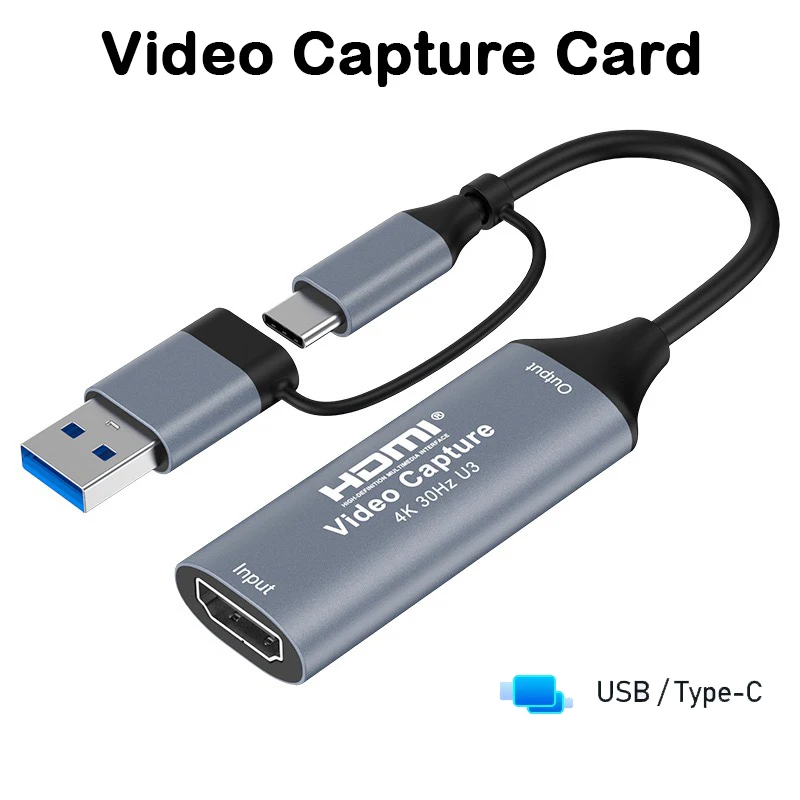 2 في 1 USB 3.0 بطاقة التقاط الفيديو 4K HDMI-متوافق مع USB 2.0 Type-C لعبة المنتزع سجل للتبديل Xbox PS5/4 البث المباشر