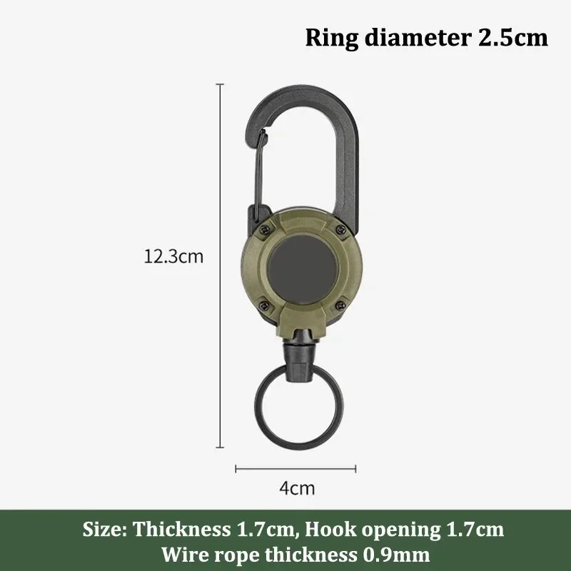 1/2pcs Heavy Duty Retractable Pull Badges ID Reel Carabiner Key Chain Steel Wire Rope Buckle Key Holder Outdoor Keychain Tools