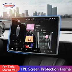 For Tesla Model Y 3 2021 - 2024 Screen Frame Protector Silicone Center Console Screen Frame Protector Car Interior Accessories