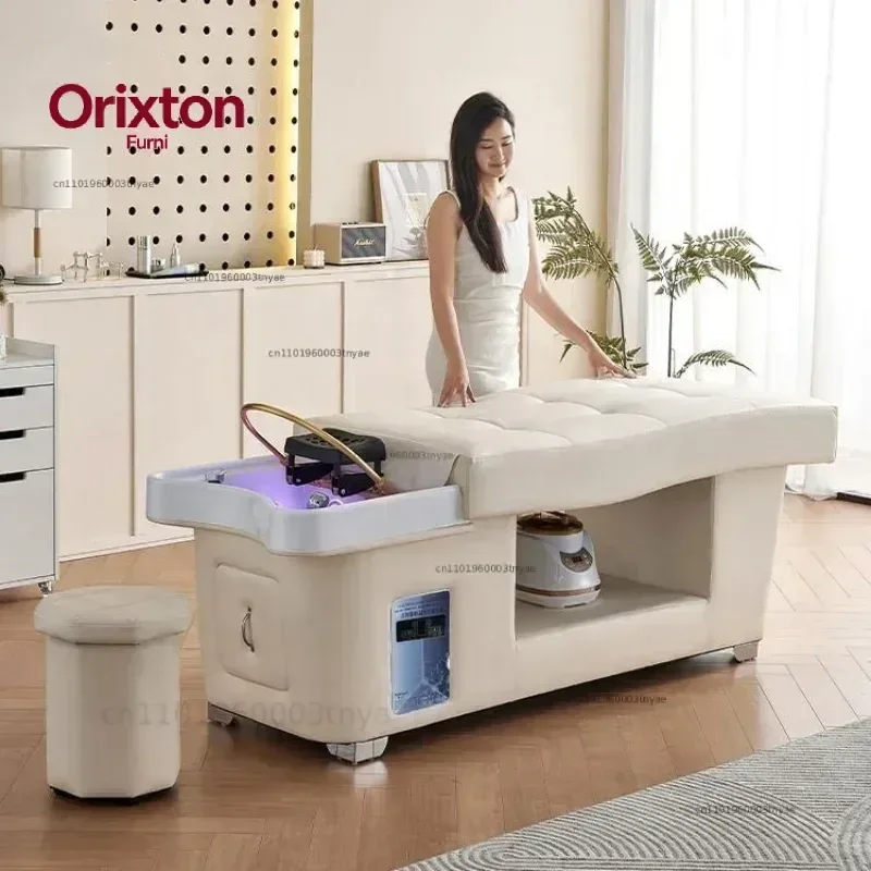 Massage Table Massage Bed with Head SPA & Fumigation Salon Shampoo Bed for Hair Washing, Wellness & Commercial Use