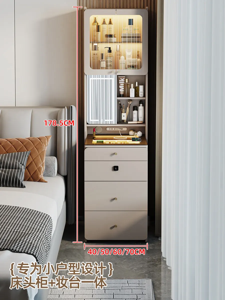 Yjq dresser storage integrated with full-length mirror bedroom light luxury bedside table makeup table