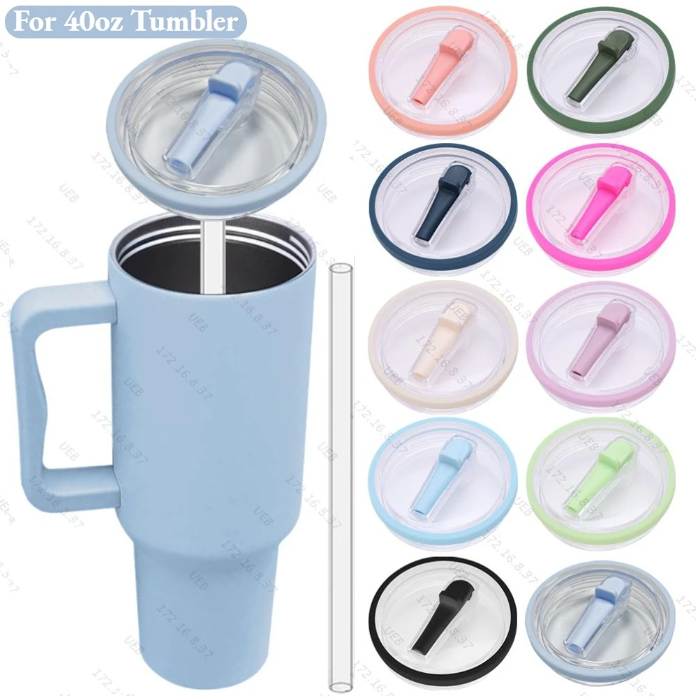 

40oz Tumblers Flip Straw Lid Replacement Spill Proof Tumbler Flip Straw Lid Splash Resistant Cover for Stanley Cup Accessories