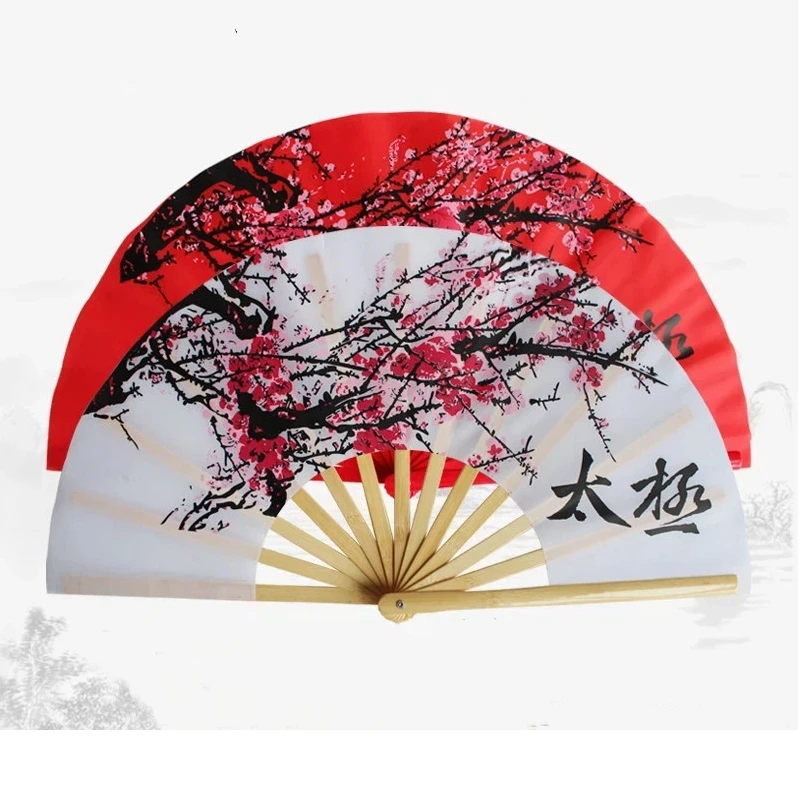 

New Red Plum Blossom Tai Chi Sound Fan Chinese Martial Arts Kung Fu Fan Hanfu Dance Fan Selected Bamboo Bone Mulan Fitness Fan
