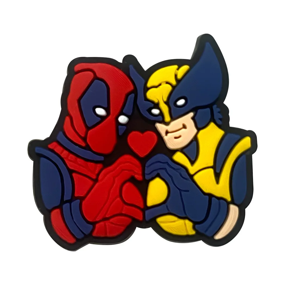 19Pcs Cartoon Disney Deadpool Series Clogs DIY With Flower Decorative Buckles Detachable Soft Rubber Shoe Clips Children Gifts