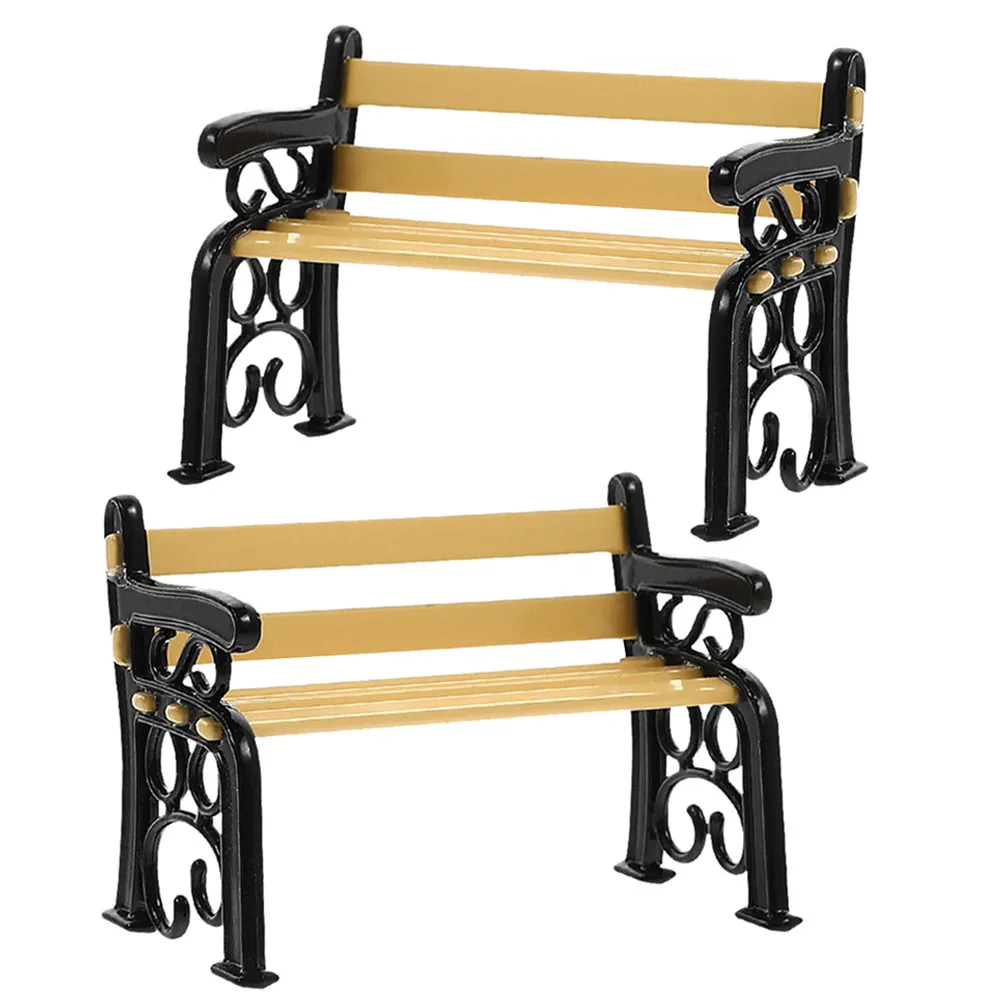 2pcs-miniature-street-bench-decorative-mini-chair-safe-reliable-material-for-mini-house-accessories-garden-chair-ornament-room