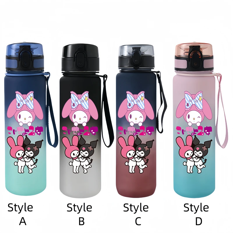 Sanrio 650ml Cartoon Characters Portable Water Cup Large Capacity Outdoor Sports Plastic Leak-proof Water Bottle Children\'s