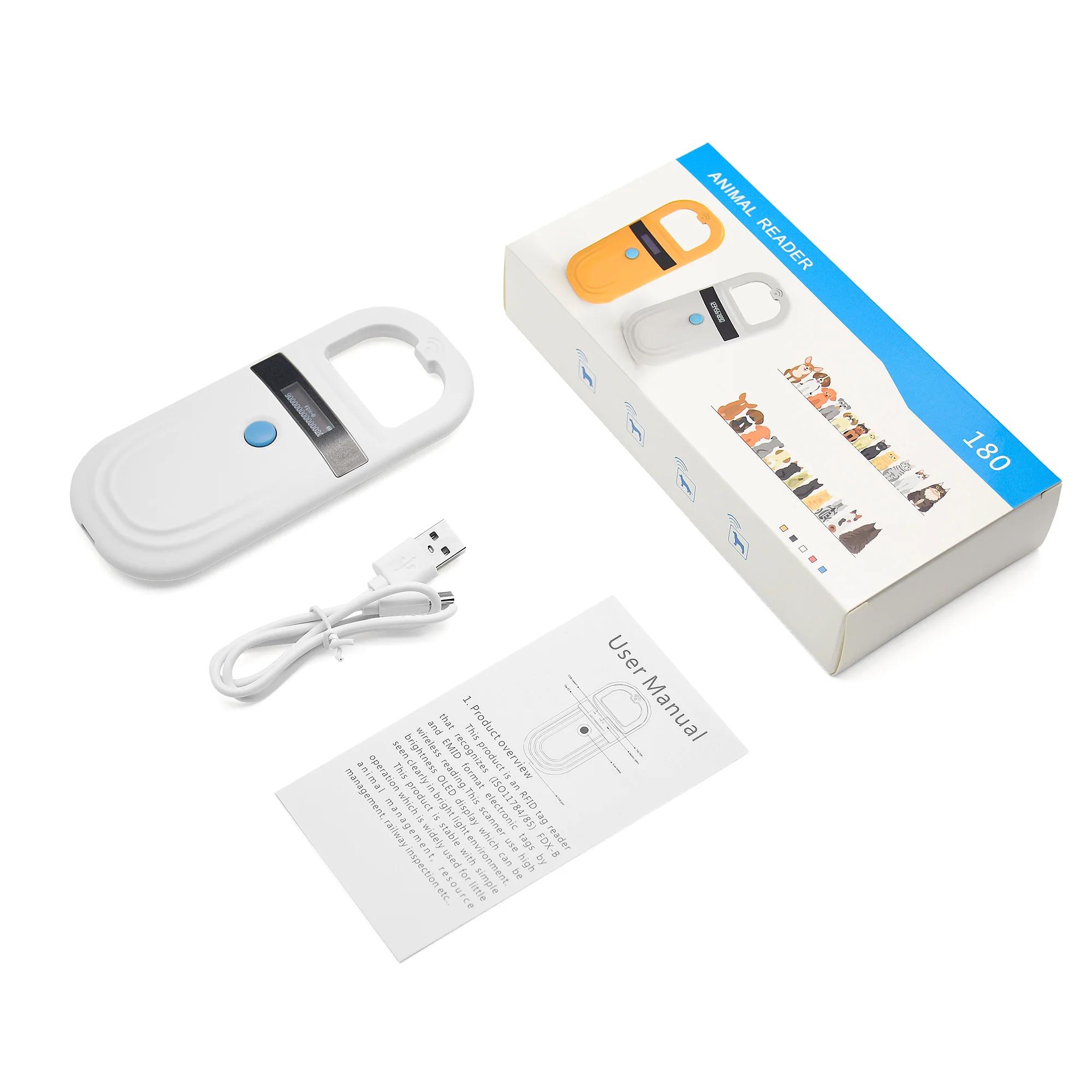 Readell frete grátis ce, rohs iso11784/5 FDX-B emid pet rfid leitor veterinário microchip scanner para clínica animal com armazenamento de dados