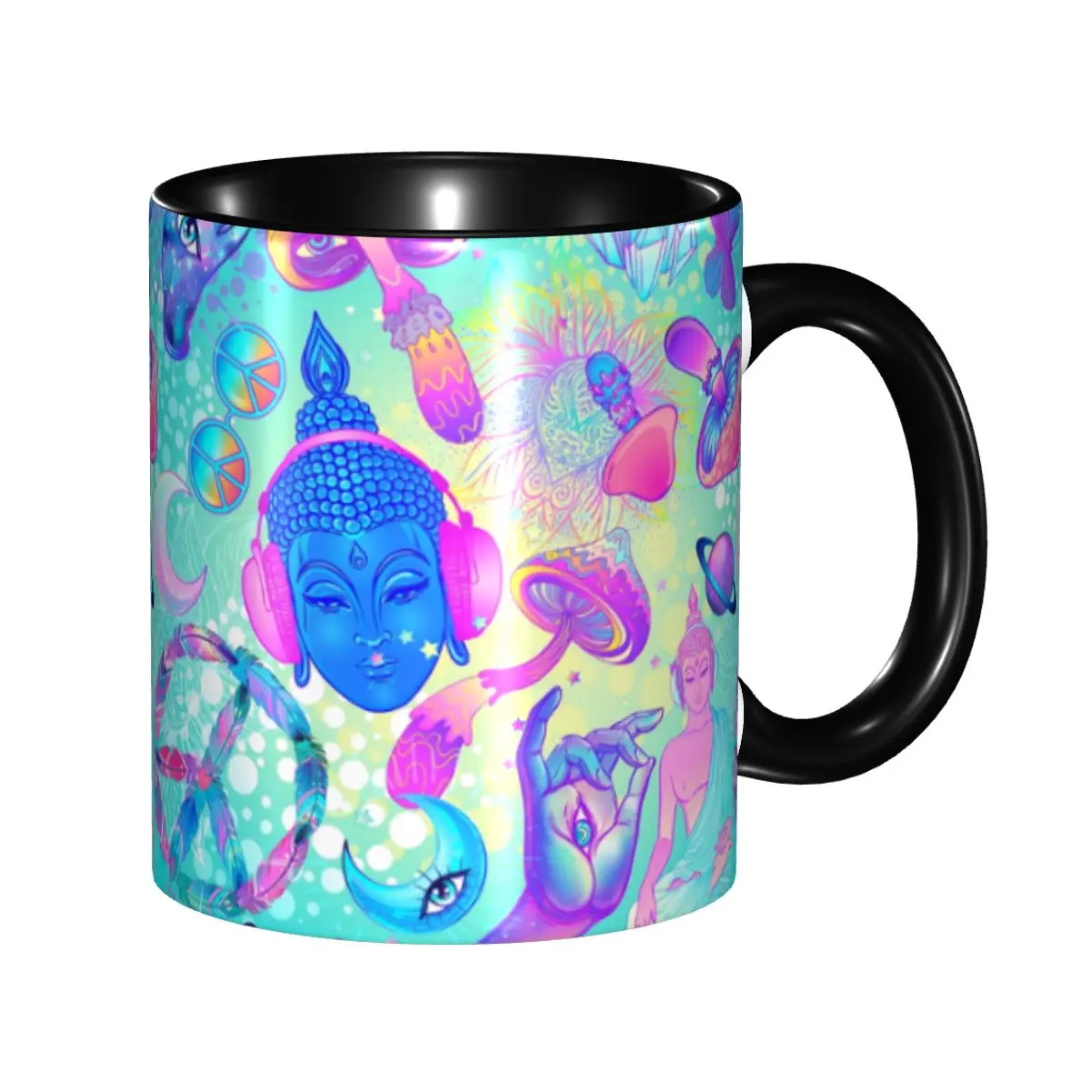 Psychedelic Magic Mushrooms Mug Customized Trippy Pattern Coffee Ceramic Mug Creative Present