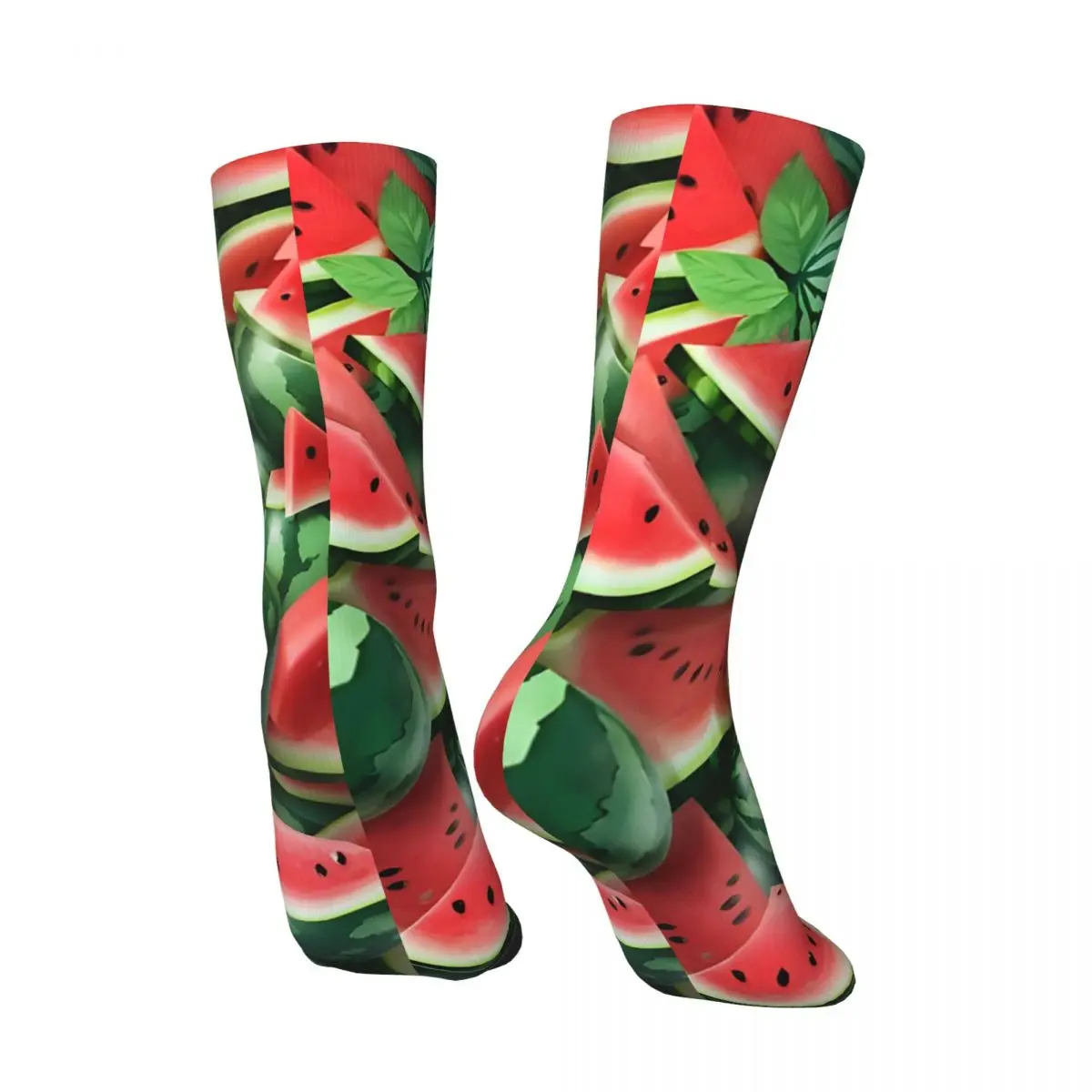 Retro Seamless Watermelon Pattern Watermelon Lovers Men's compression Socks Unisex Street Style Pattern Printed Novelty CrewSock