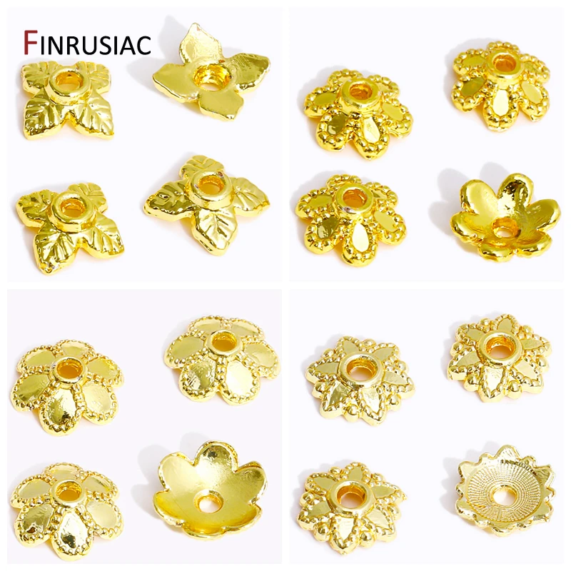 Trendy 14K/18K Gold Plated Brass Bead Caps Flower Petal End Bead Caps For Jewelry Making Supplies Findings Wholesale