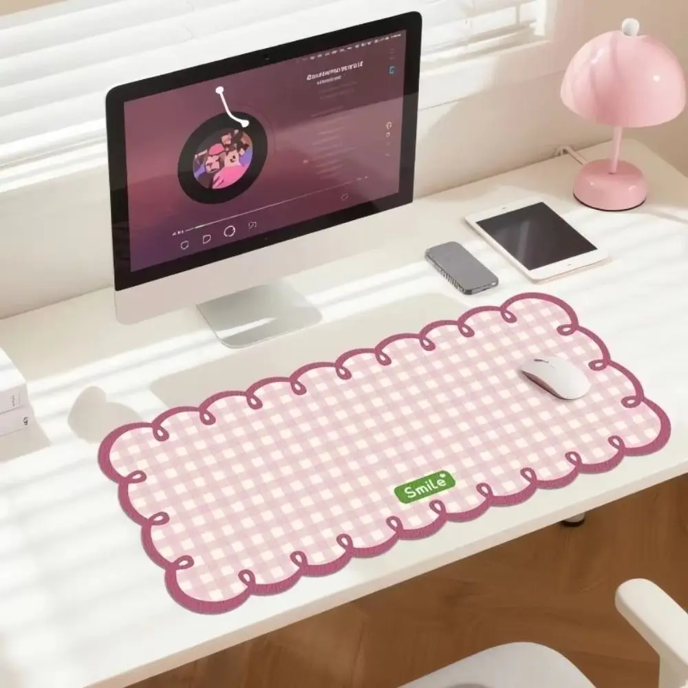 New Non Slip Extra Large Mouse Pad Plaid Pattern Pink Blue Desk Mat PVC Keyboard Mat Computer Desk