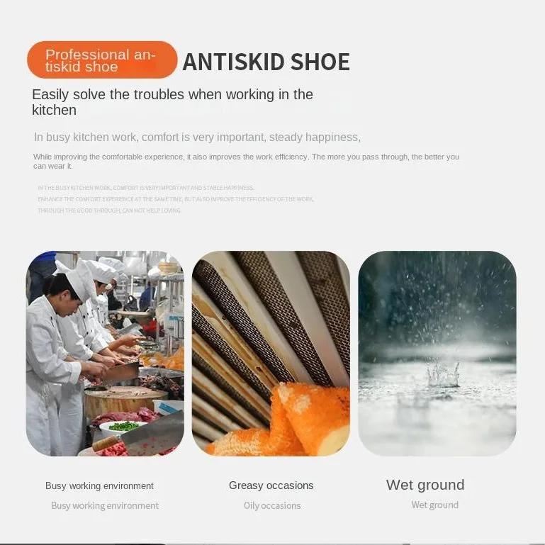 Professional Chef Shoes Men's Non-slip Kitchen Water  Work Shoes Men's Special Kitchen Shoes Waterproof and Oil-proof