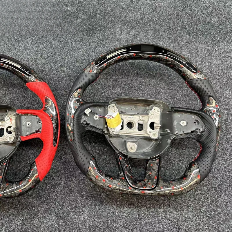 For Dodge Challenger Hellcat Modified Forged Carbon Fiber LED Racing Steering Wheel With Steering Wheel Horn Cover