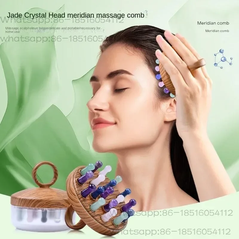 1Pc Colorful Jade Wood Grain Massage Comb for Scalp Relaxing Dredging Meridians Relieving Fatigue Exquisite Small Comb