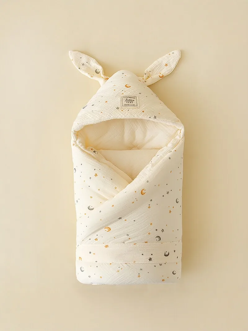 

INS High Quality Cotton Newborn Swaddle Blanket with Cute Bunny Ears Hospital Delivery Wrap Extra Soft Thermal Baby Swaddling