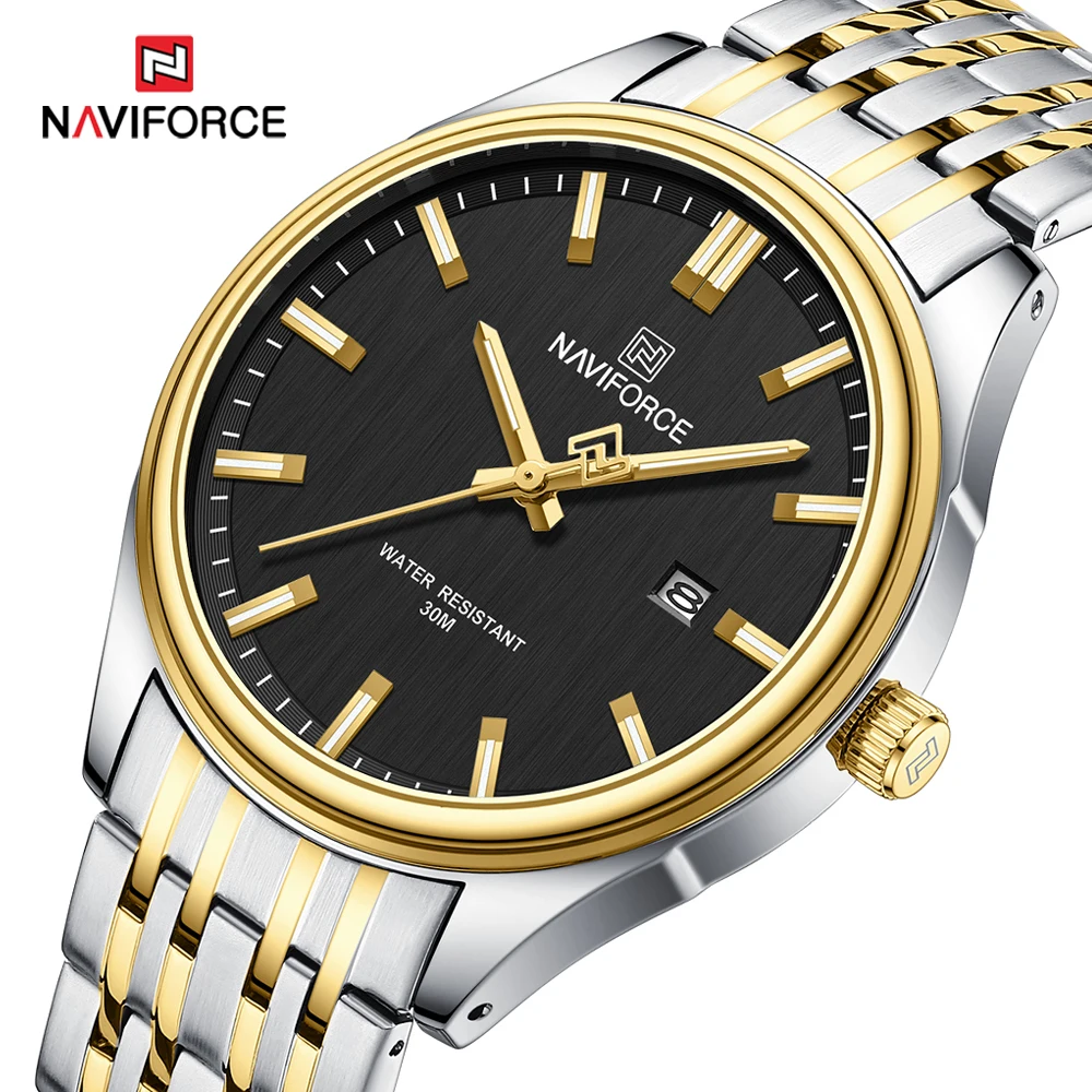 NAVIFORCE-Relógio Quartzo Impermeável Masculino e Feminino, Relógios de Pulso Empresarial, Clássico, Relógio de Negócios, Cena Importante, Casal