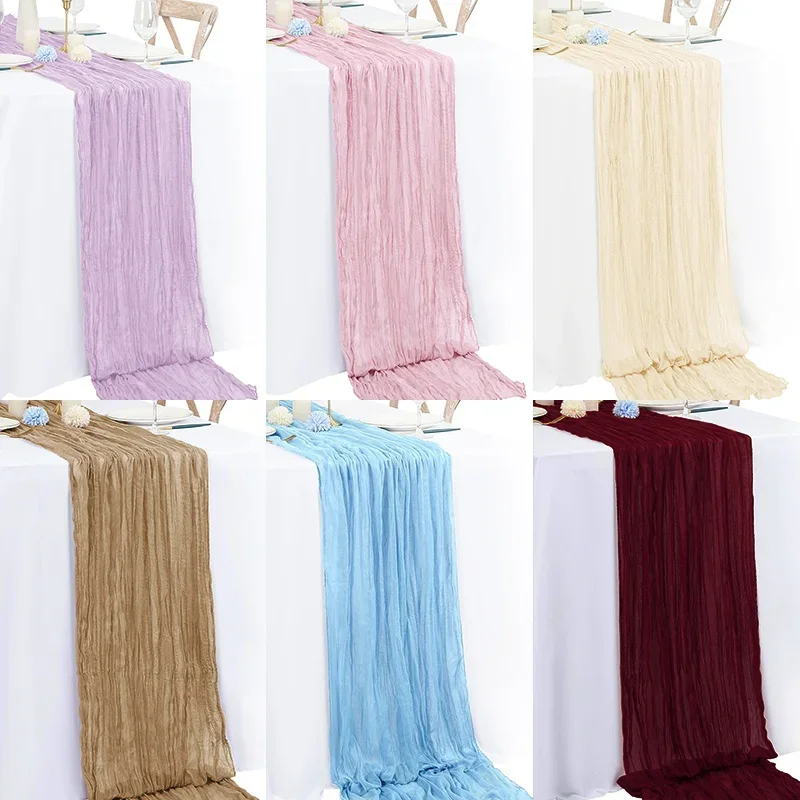 1pc Boho Style Cheesecloth Table Runner Semi-Sheer Gauze Table Runner For Wedding Bridal Baby Shower Birthday Party Cake Decor