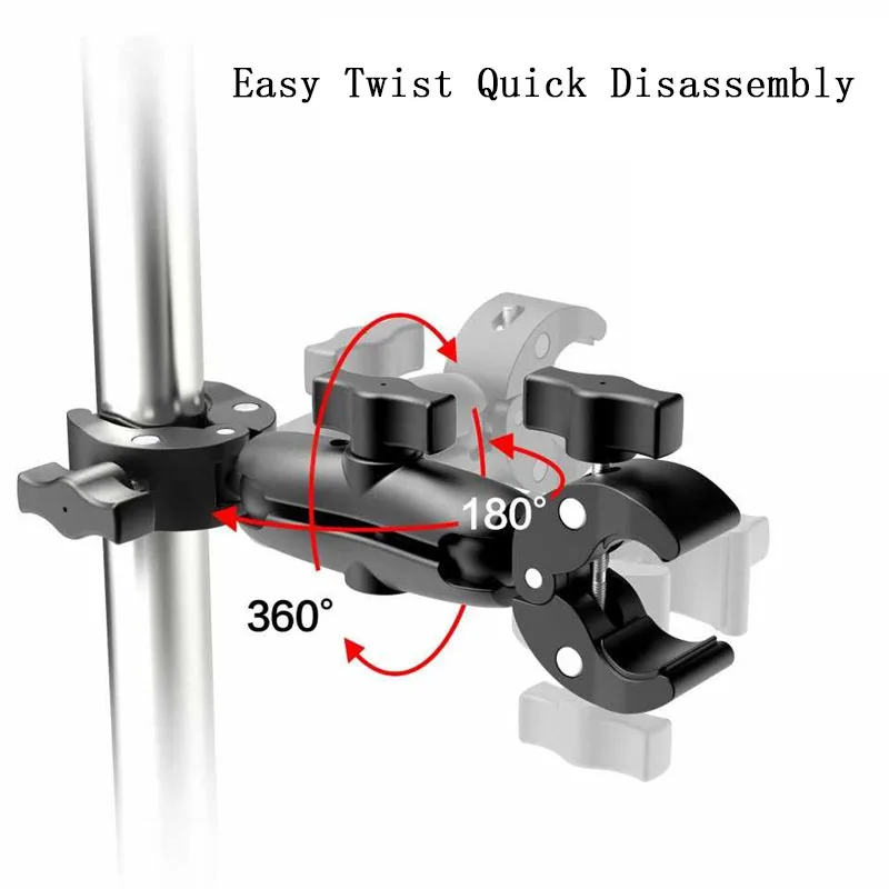 Camera Double Clip Crab Clamp for Insta360 X5 X4 X3 X2 GoPro 13 12 11 DJI Action 5 Pro 4 3 Camera Monopod Mount Handlebar Stand