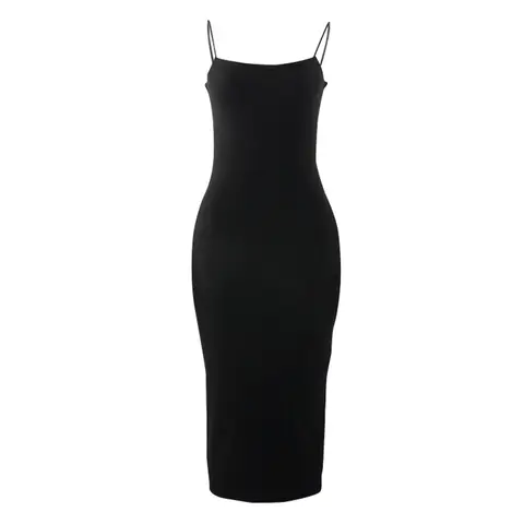 Sommar Svart Sexig Klänning Kvinnor Streetwear Ärmlös Rygglös Solid Spaghetti Strap Bodycon Casual Club Elegant Partyklänningar 10 best sales bodycon-klänning - №3