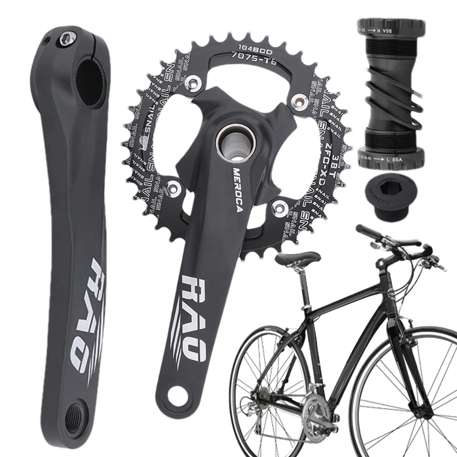 

Mountain Bike Crankset 170mm Hollow Integrated Cycling Crankset Lightweight Aluminum Alloy Sprocket Narrow Wide Chainring For