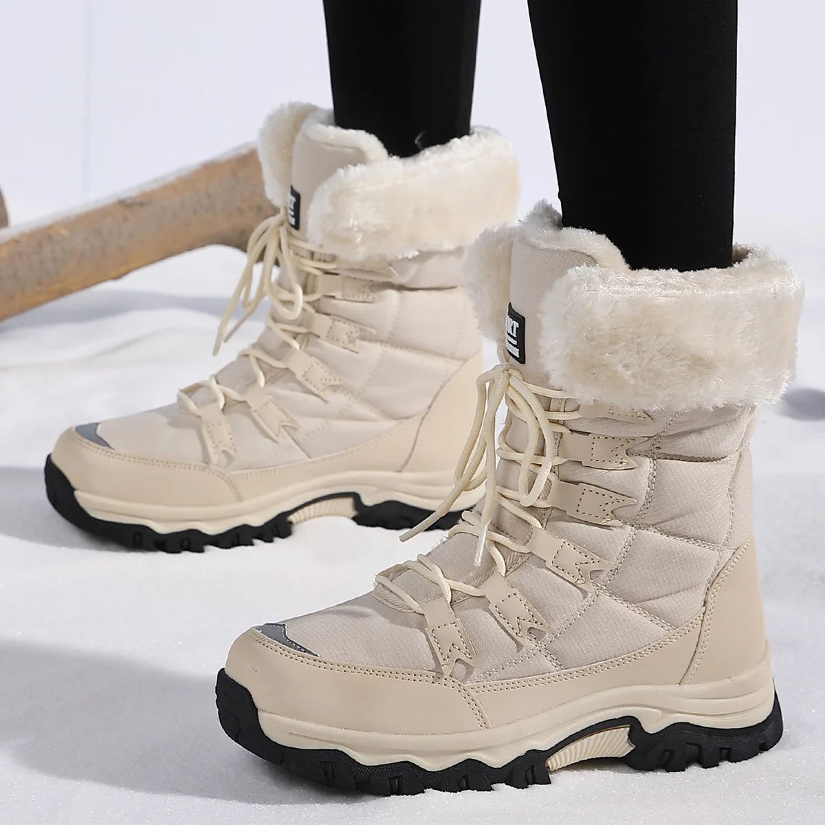 Winter Damen Schneestiefel Hohe Wasserdichte Knöchelstiefel Damen Dicke Plus Warme Schneewanderstiefel Outdoor Baumwollschuhe Sneakers