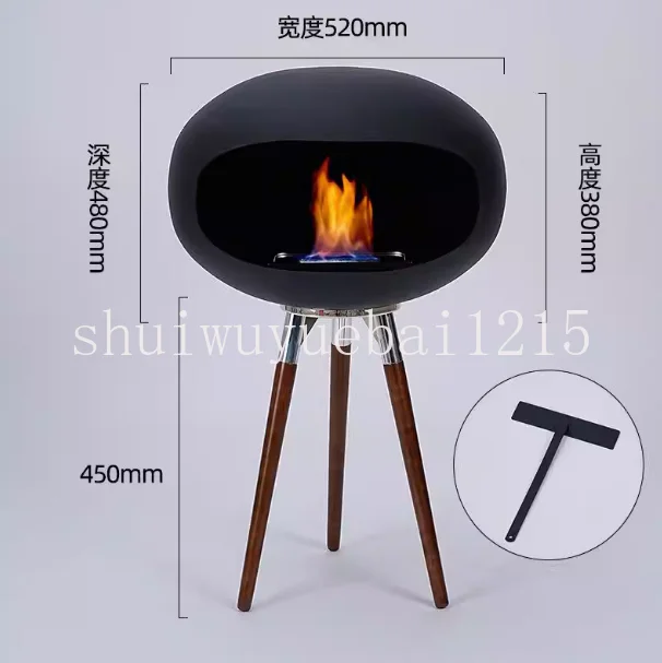 Standing Fireplace Artist Household Alcohol Fireplace Real Fire Decorative Brazier Wooden Feet Metal Feet Two Optional