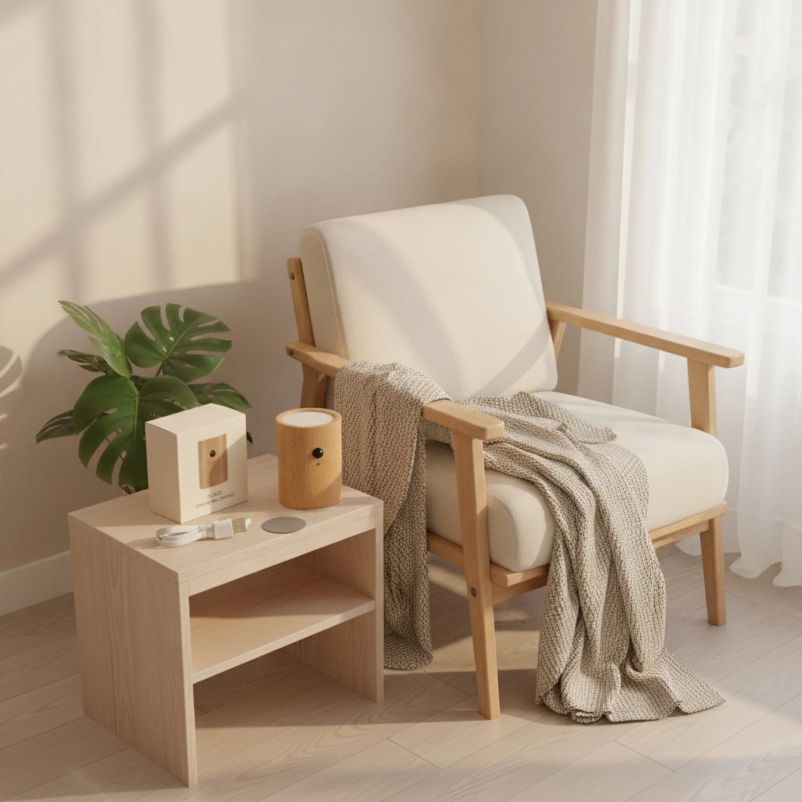 Sensor Wall Lamp Ambient Wooden Wall Light Sconce Soft Glow Warm White for Bedroom, Hallway