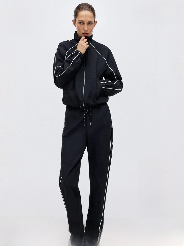 

Spring 2026 Women's Windproof Jaet H&M Nylon Zipper ket Spor Sle Fit Version 322407 Faion Outerwear