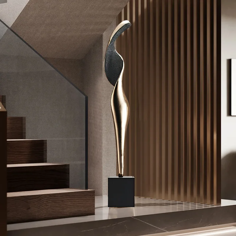 Figure abstract floor sculpture light luxury high sense living room entrance floor thin slender art ornament handicraft