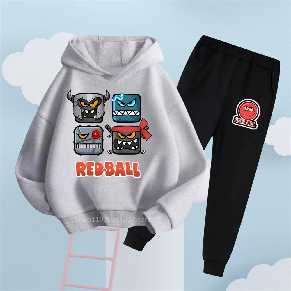 Embrace the Madness of Red Ball Action in Our Hoodie & Joggers - Unique Cartoons for Boys & Girls' Autumn & Spring Adventures