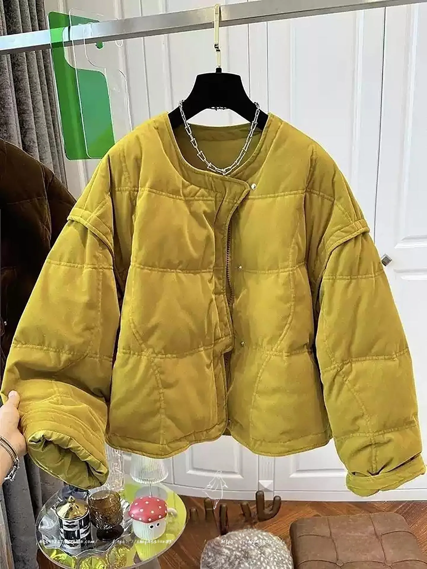 

Теплая хлопковая женская куртка с круглым вырезом, свободного кроя, зимняя верхняя одежда, дизайнерская асимметричная модель с молнией, длинный рукав