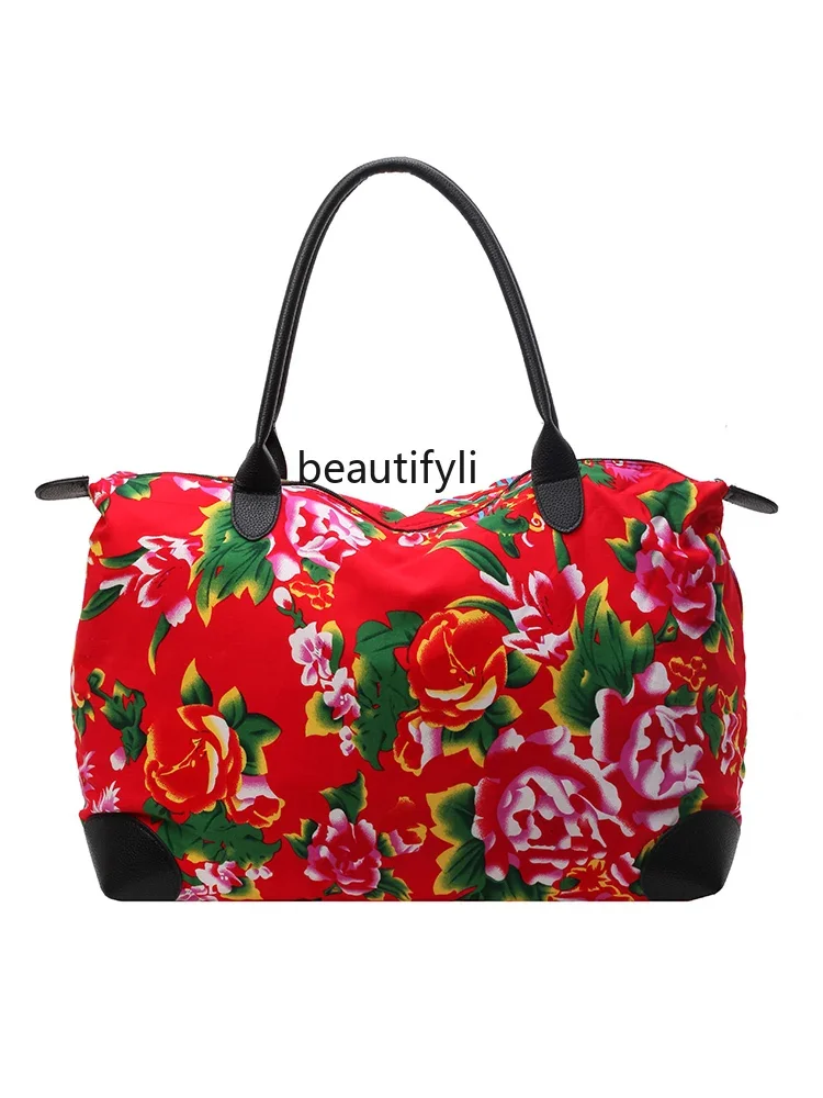 Ethnic Style Travel Bag New Northeast Fabric Large Capacity Portable Men's Fitness Tote Bag