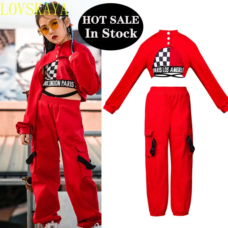 

Новое детское платье для джазовых танцев в стиле хип-хоп, зимний топ с длинными рукавами для девочек, длинные штаны, майка, одежда для уличных танцев