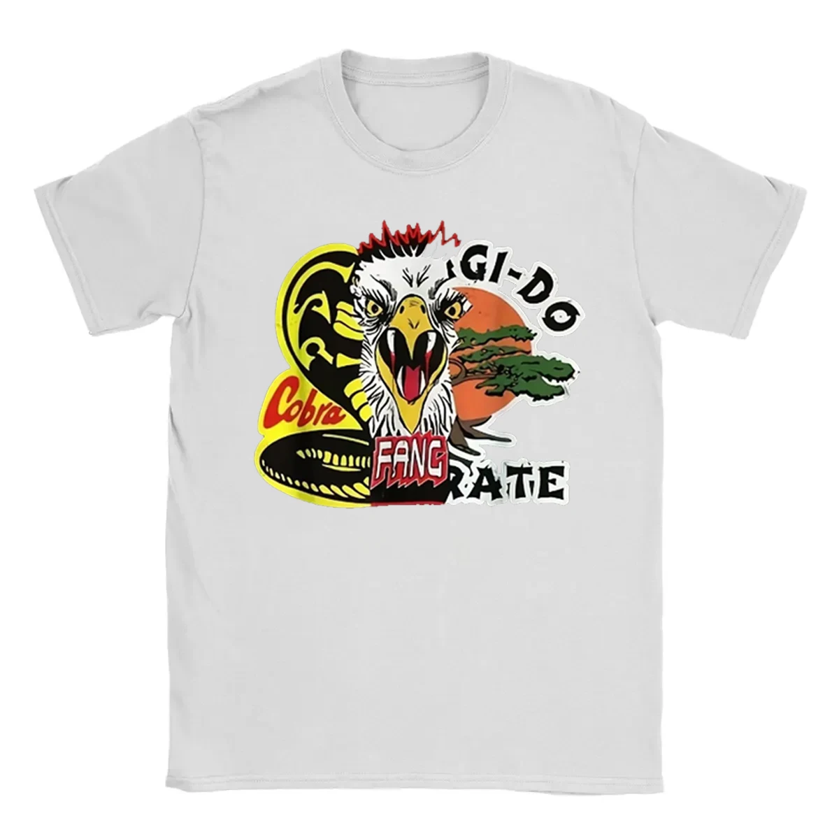 الرجال النساء تي شيرت الدفاع عن النفس كوبرا كاي دوجو الطوطم مع نابضة بالحياة النسر الأفعى المطبوعة التي شيرت كبير الحجم الذكور Crewneck قصيرة الأكمام بلايز