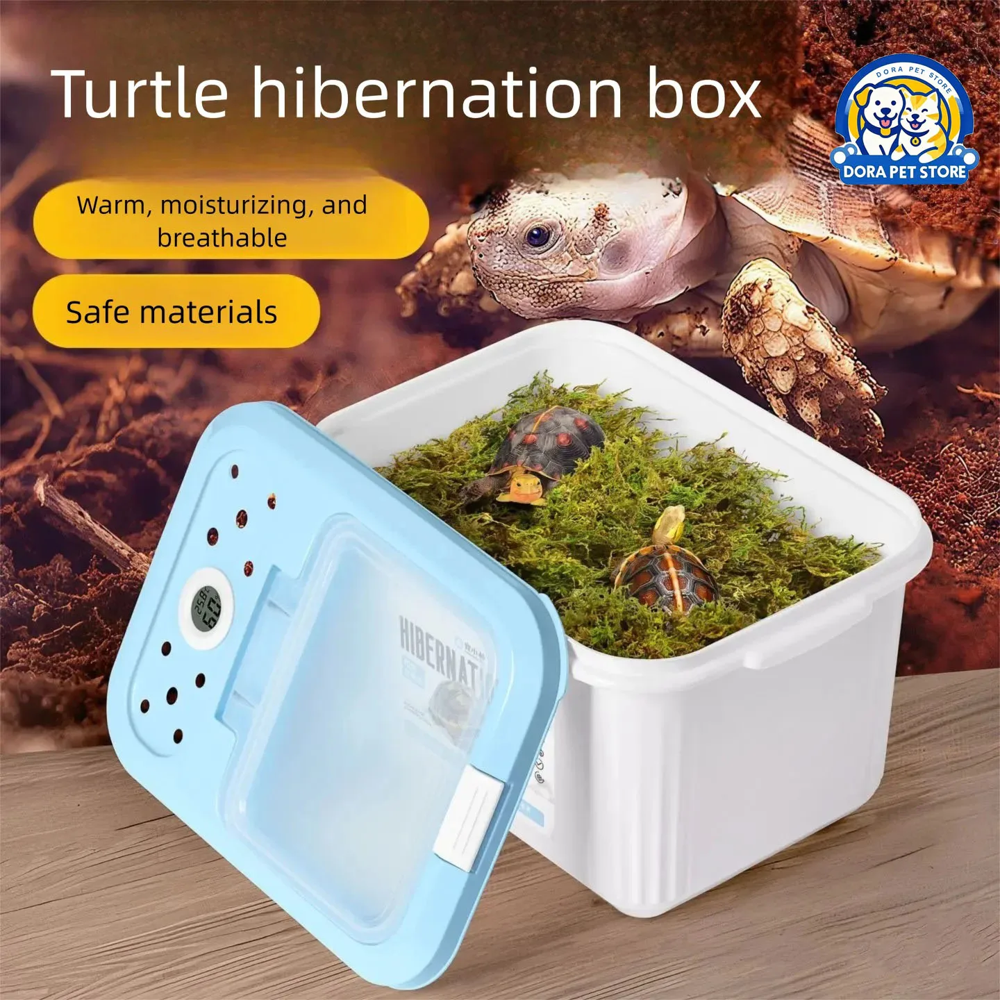 

Turtle Hibernation Box Coconut Soil Moss Hibernation Supplies Crawling Pet Set Winter Special Warm and Moisturizing Turtle Tank