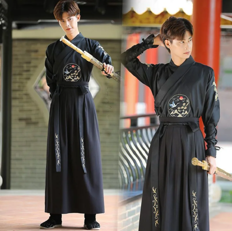 

New Men Women's Chinese Style Hanfu Clothing Embroidery Kimono Samurai Cosplay Stage Performance Dresses Classical Dress Suits